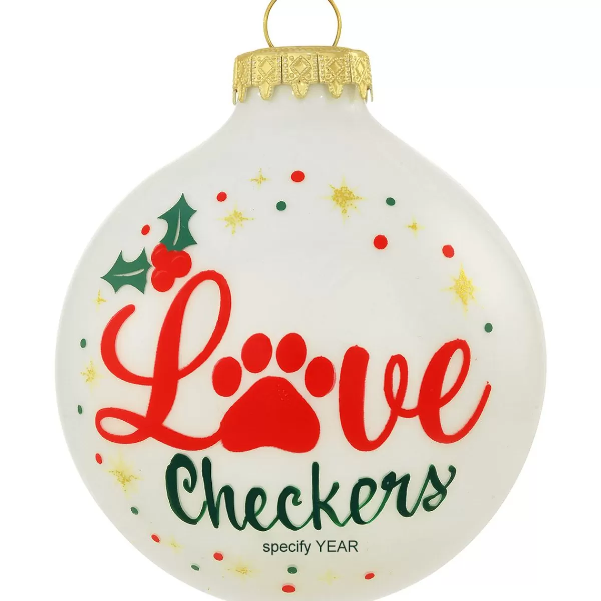 Bronner's Christmas Wonderland Personalized Love Pawprint Glass Ornament | Ornaments