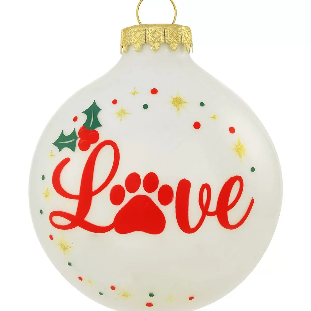 Bronner's Christmas Wonderland Personalized Love Pawprint Glass Ornament | Ornaments