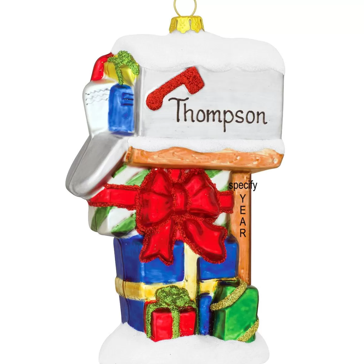 Bronner's Christmas Wonderland Personalized Mailbox With Gifts Glass Ornament | Ornaments