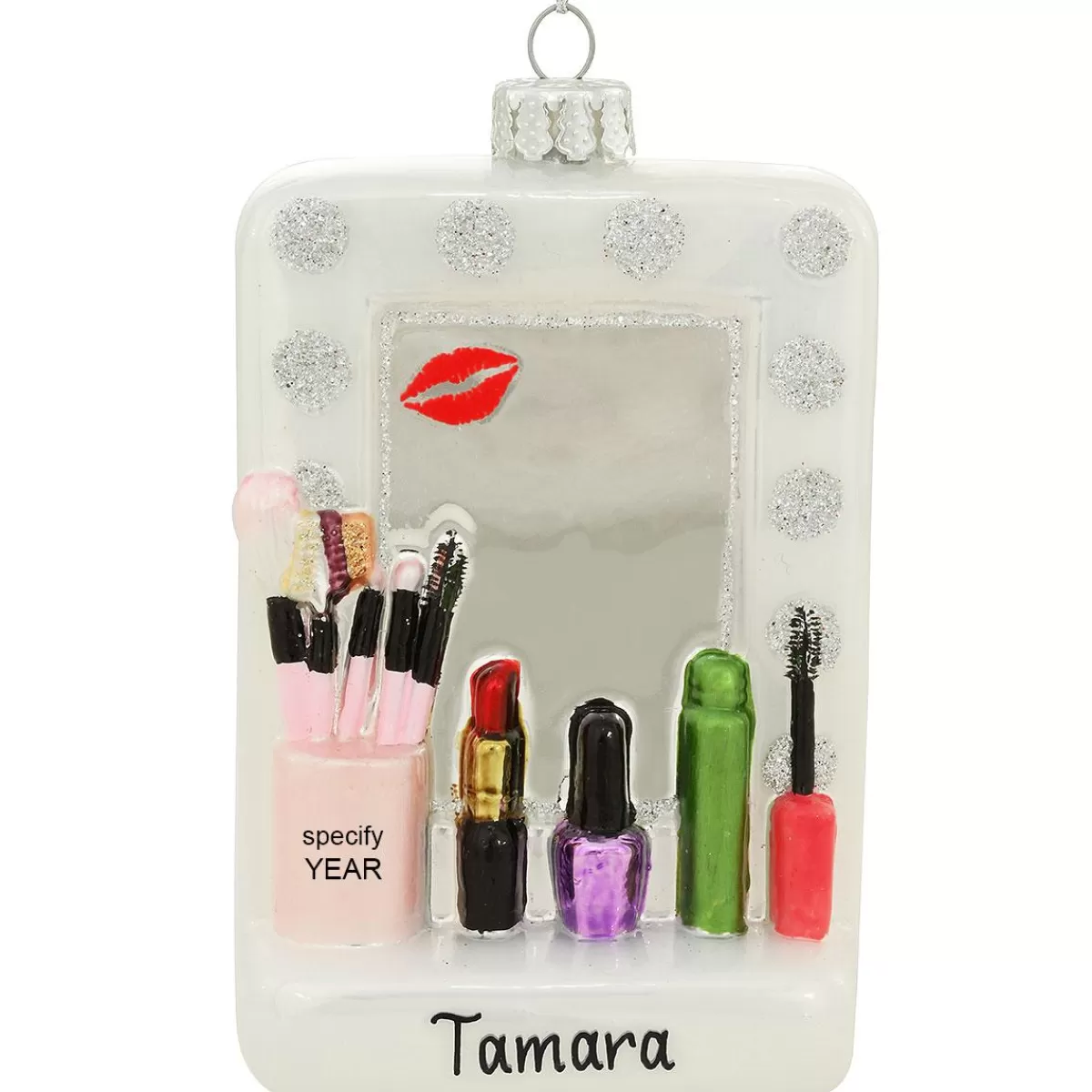 Bronner's Christmas Wonderland Personalized Makeup With Mirror Glass Ornament> Hobbies & Occupations