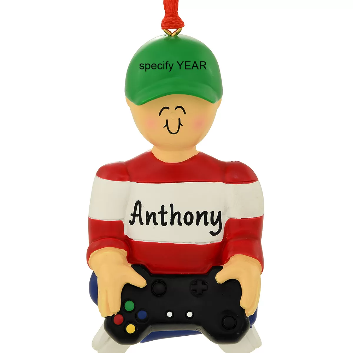 Bronner's Christmas Wonderland Personalized Male Playing Video Game Ornament> Hobbies & Occupations