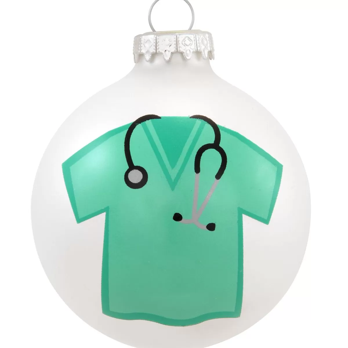 Bronner's Christmas Wonderland Personalized Medical Scrubs Shirt Glass Ornament> Hobbies & Occupations