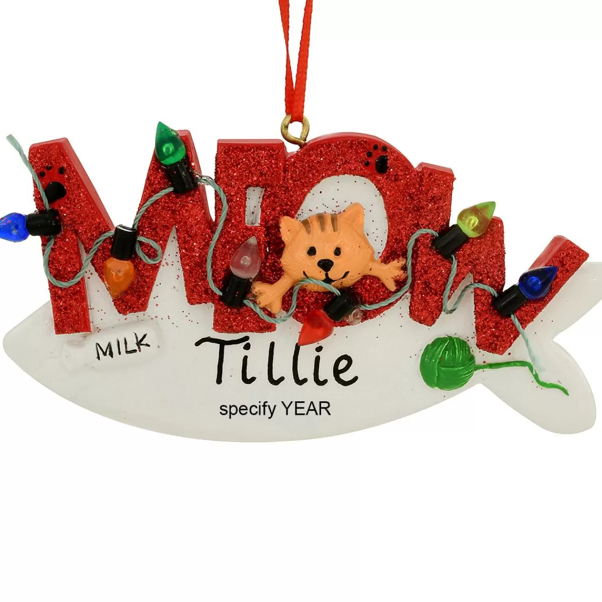 Bronner's Christmas Wonderland Personalized Meow With Lights Ornament | Ornaments