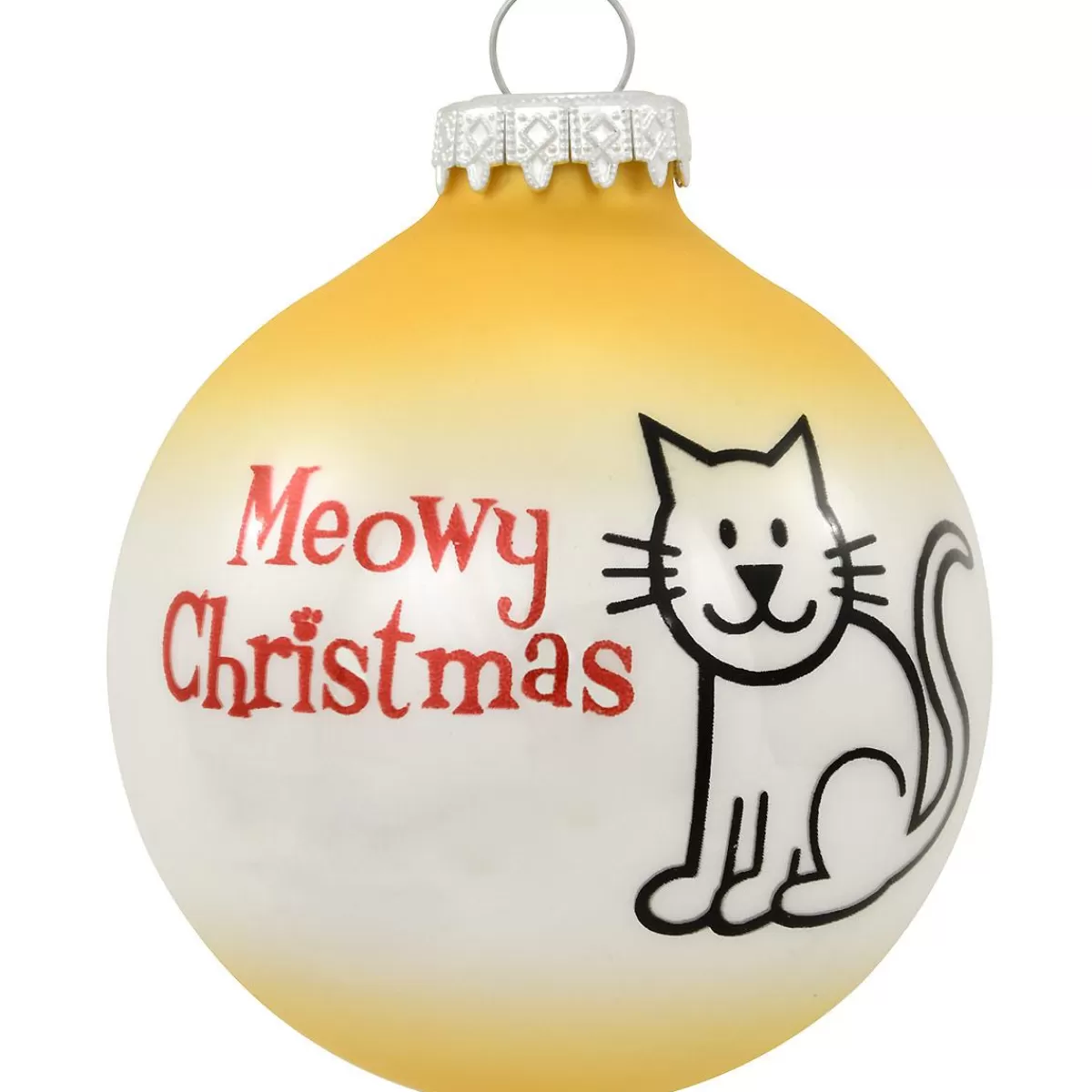 Bronner's Christmas Wonderland Personalized Meowy Christmas Cat 2 Tone Glass Ornament | Ornaments