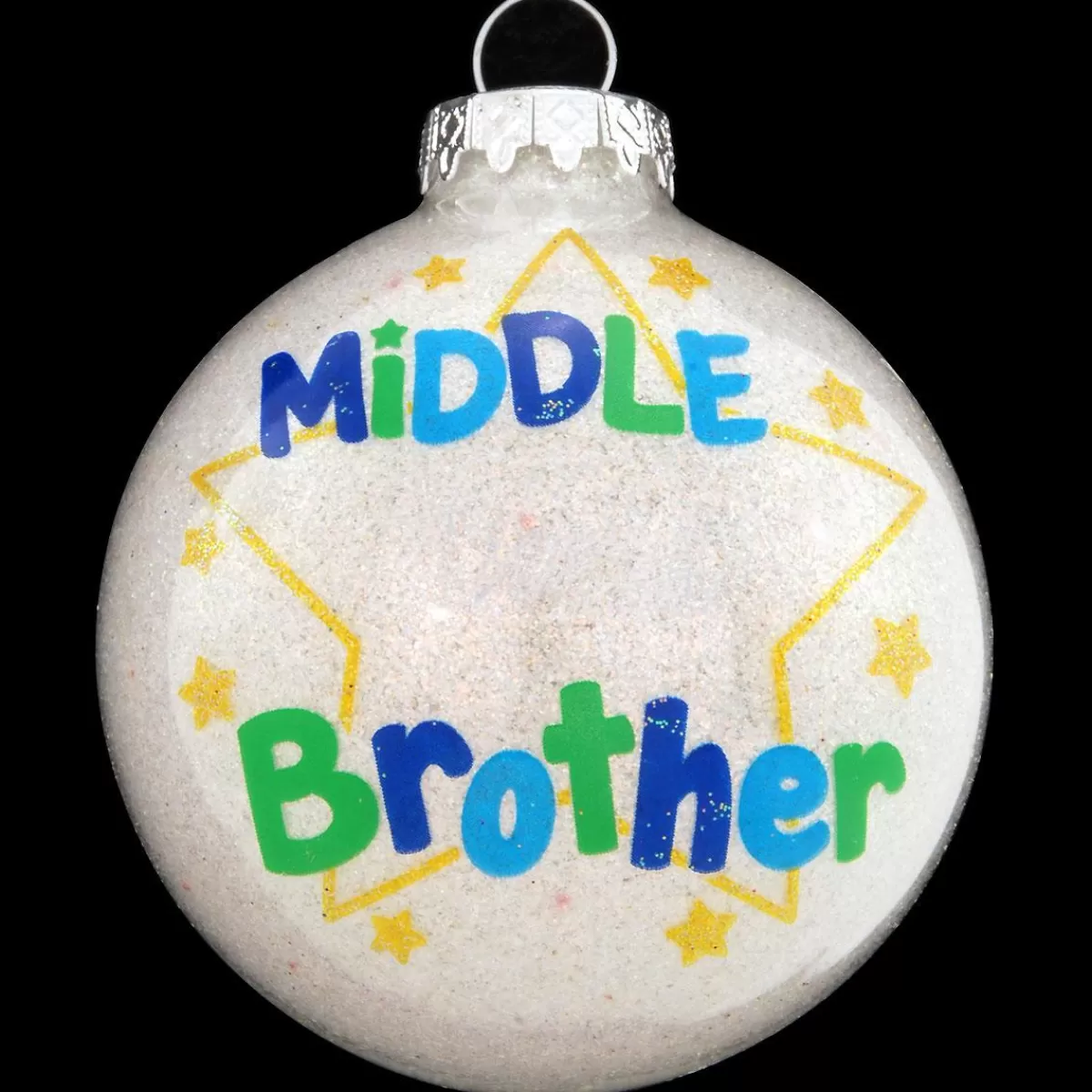 Bronner's Christmas Wonderland Personalized Middle Brother Glass Sparkle Ornament | Ornaments