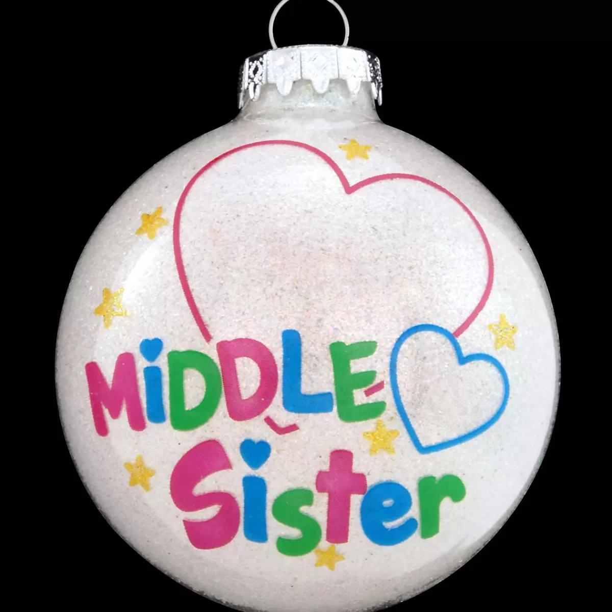 Bronner's Christmas Wonderland Personalized Middle Sister Glass Sparkle Ornament | Ornaments