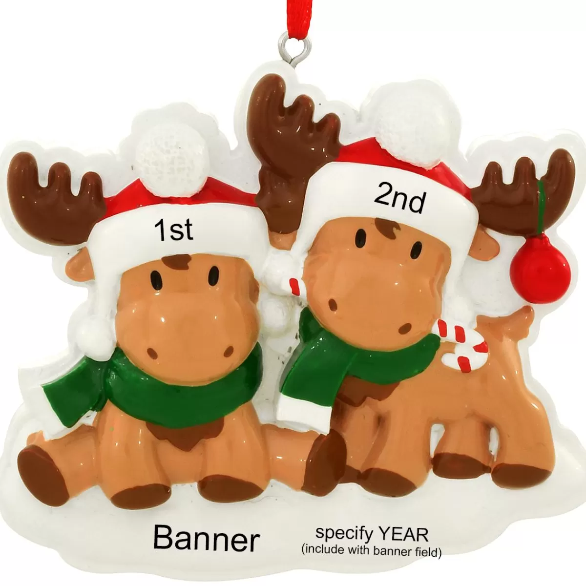 Bronner's Christmas Wonderland Personalized Moose Couple Resin Ornament | Ornaments