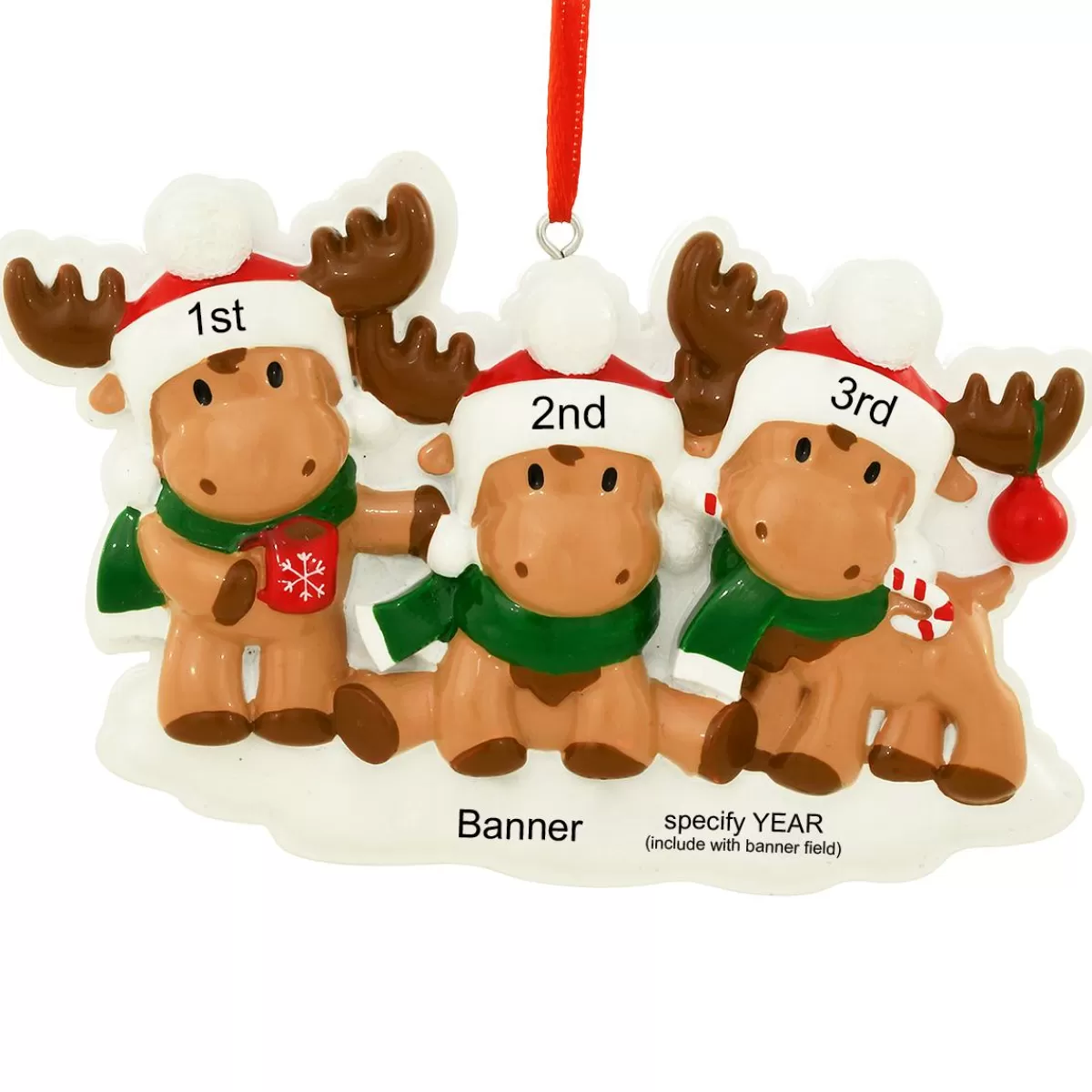 Bronner's Christmas Wonderland Personalized Moose Family Of 3 Ornament | Ornaments