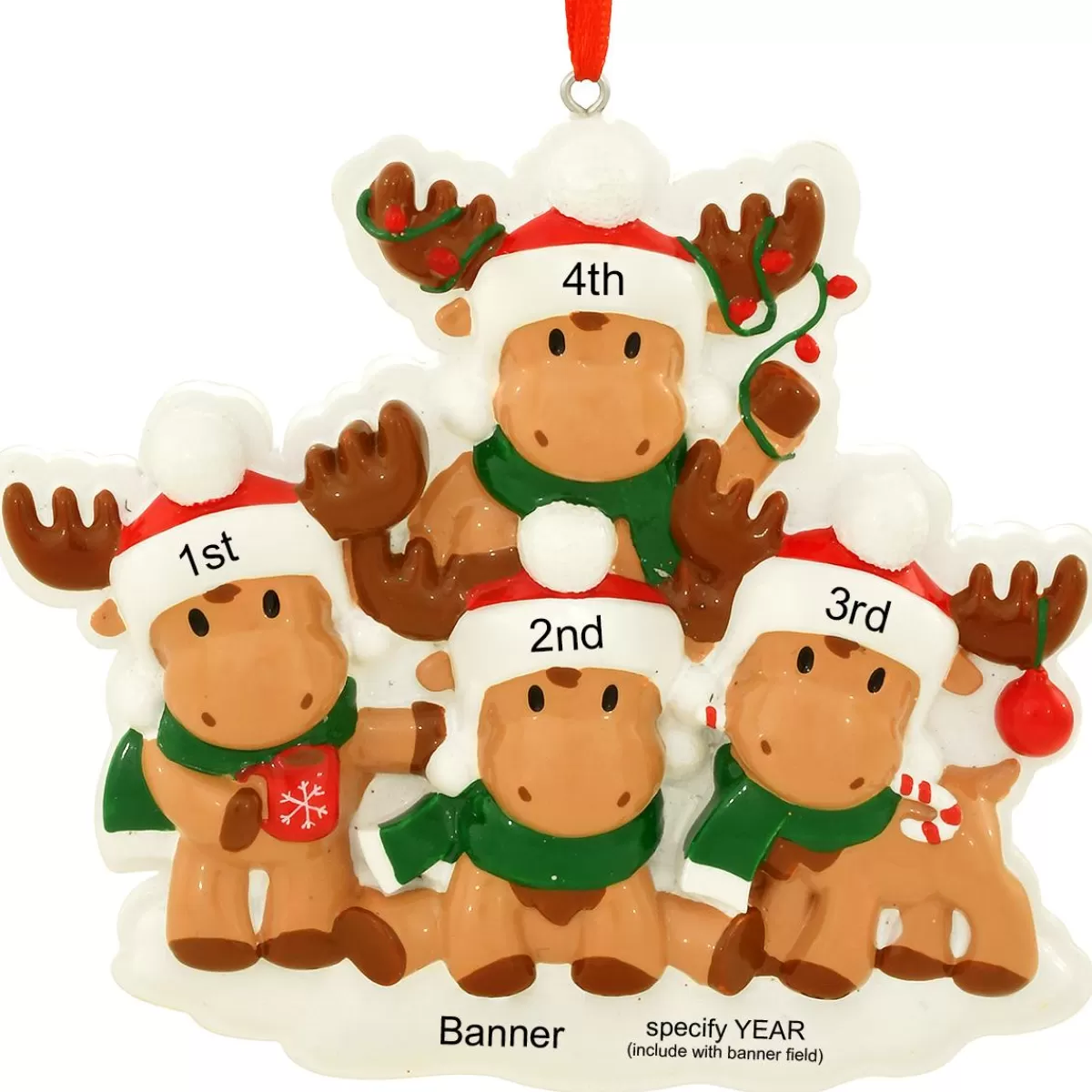 Bronner's Christmas Wonderland Personalized Moose Family Of 4 Resin Ornament | Ornaments