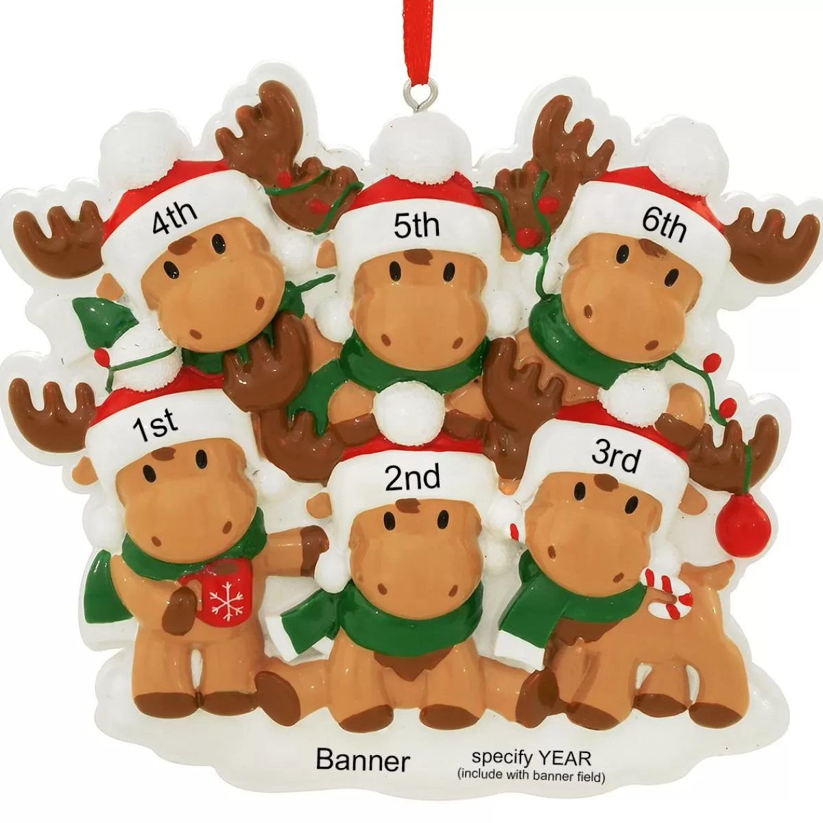 Bronner's Christmas Wonderland Personalized Moose Family Of 6 Resin Ornament | Ornaments