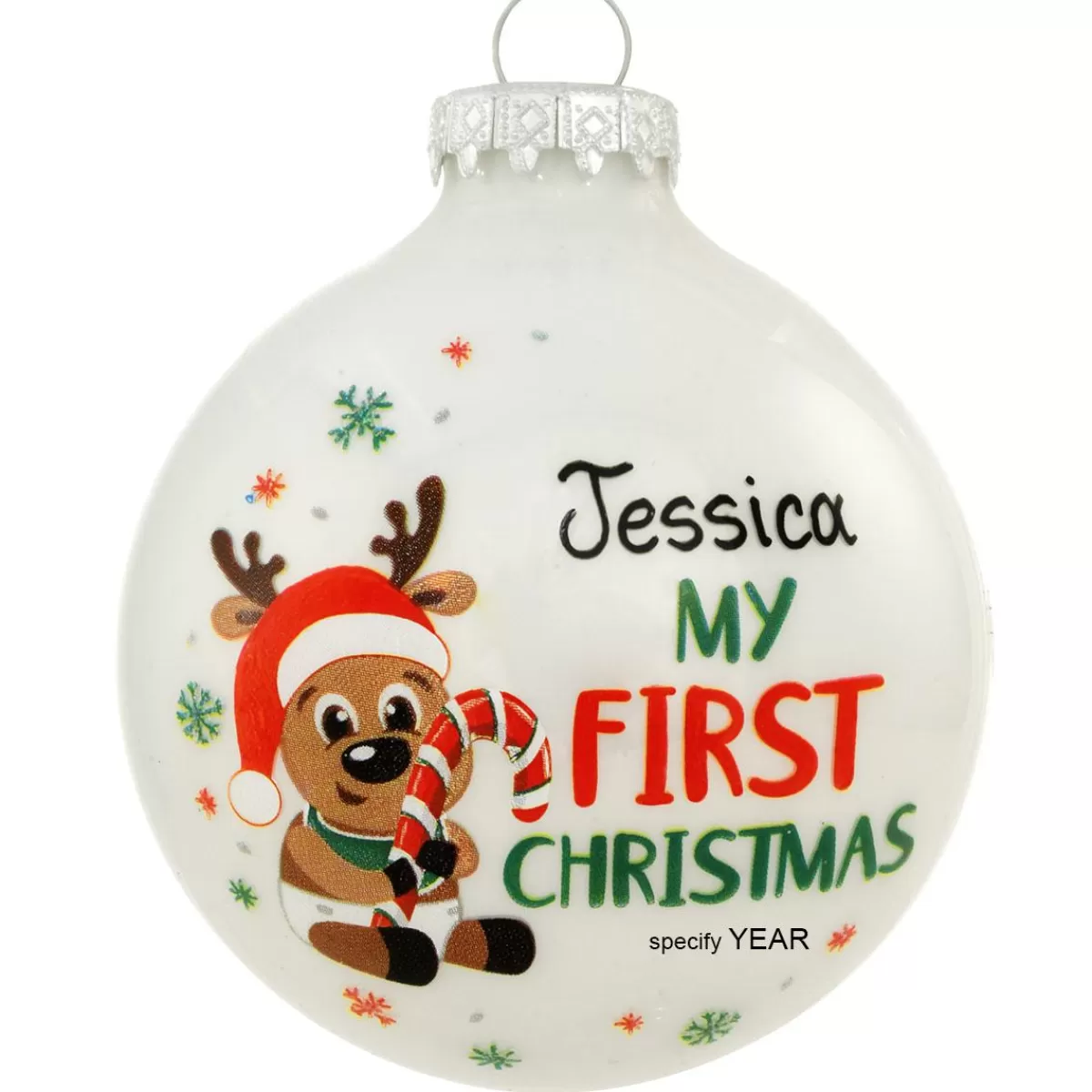 Bronner's Christmas Wonderland Personalized My 1St Christmas Reindeer Glass Ornament | Ornaments