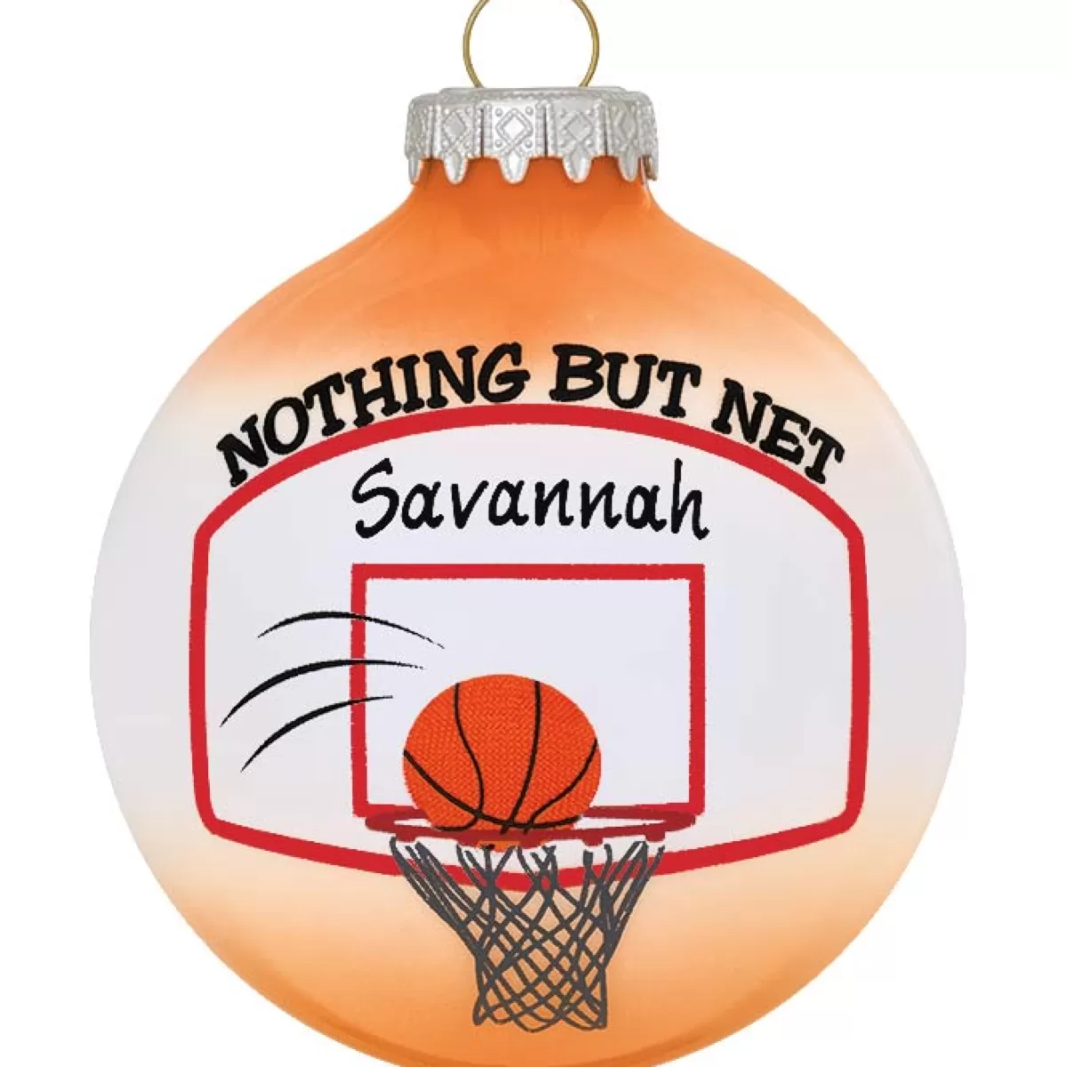 Bronner's Christmas Wonderland Personalized Nothing But Net Basketball Themed Glass Ornament | Ornaments