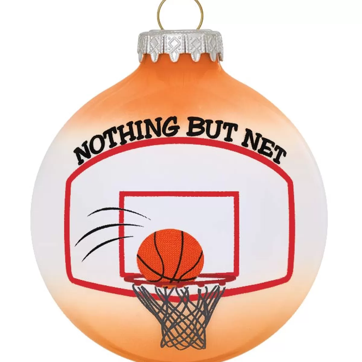 Bronner's Christmas Wonderland Personalized Nothing But Net Basketball Themed Glass Ornament | Ornaments