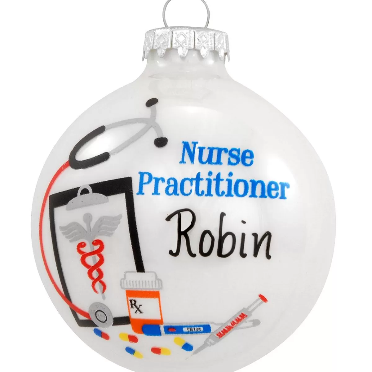 Bronner's Christmas Wonderland Personalized Nurse Practitioner Glass Ornament> Hobbies & Occupations