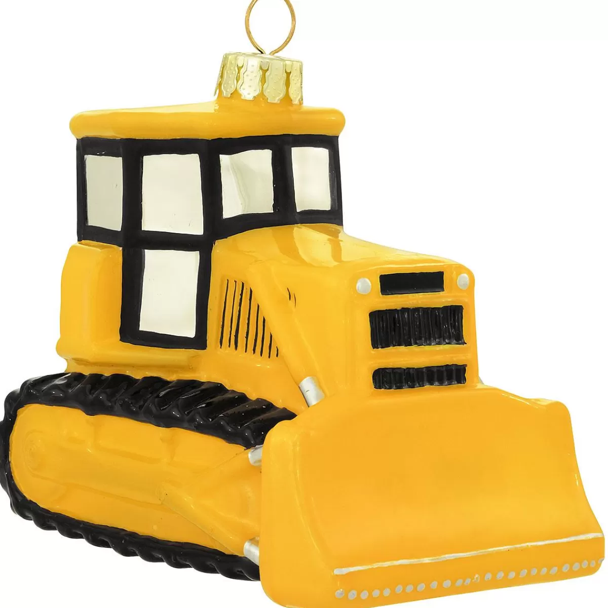 Bronner's Christmas Wonderland Personalized Painted Yellow Bulldozer Glass Ornament> Hobbies & Occupations