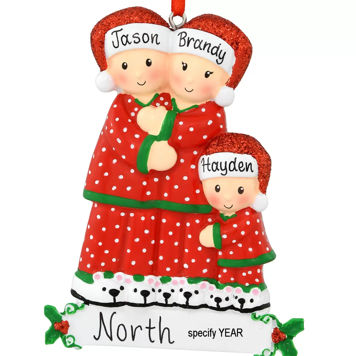 Bronner's Christmas Wonderland Personalized Pajama Family Of 3 Ornament | Ornaments