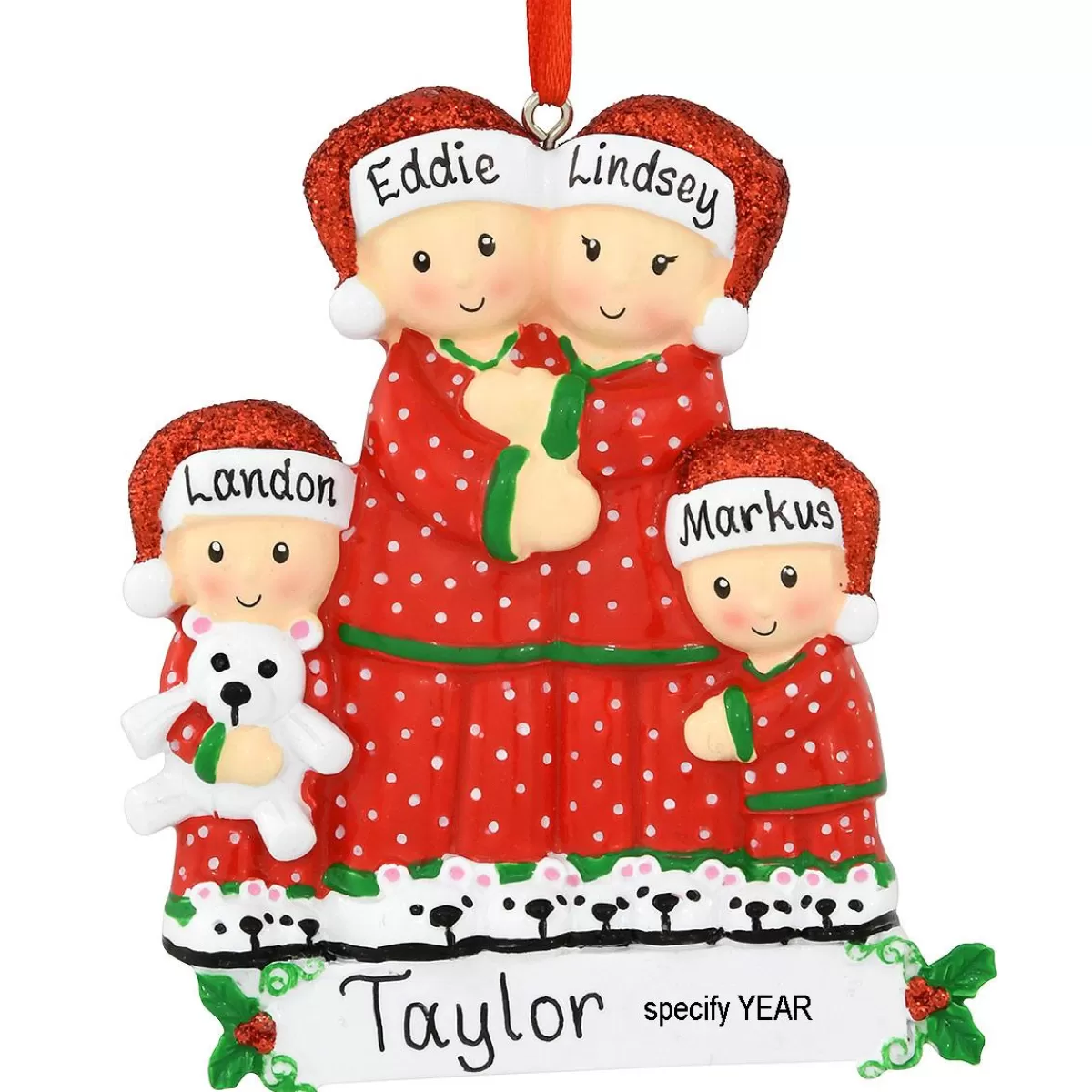 Bronner's Christmas Wonderland Personalized Pajama Family Of 4 Ornament | Ornaments