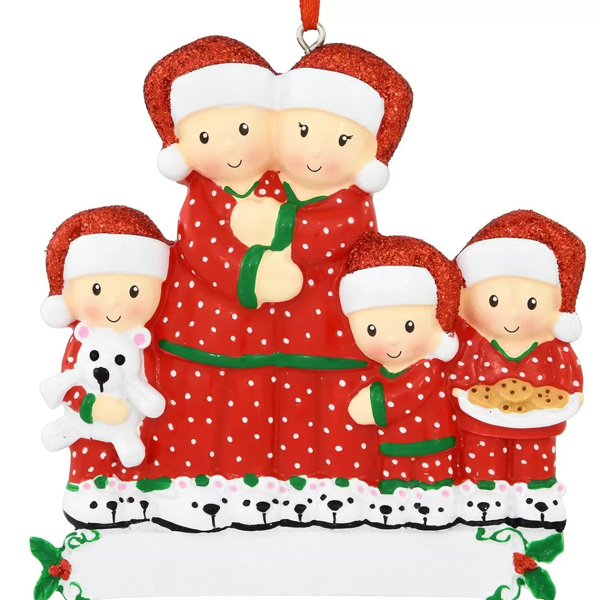 Bronner's Christmas Wonderland Personalized Pajama Family Of 5 Ornament | Ornaments