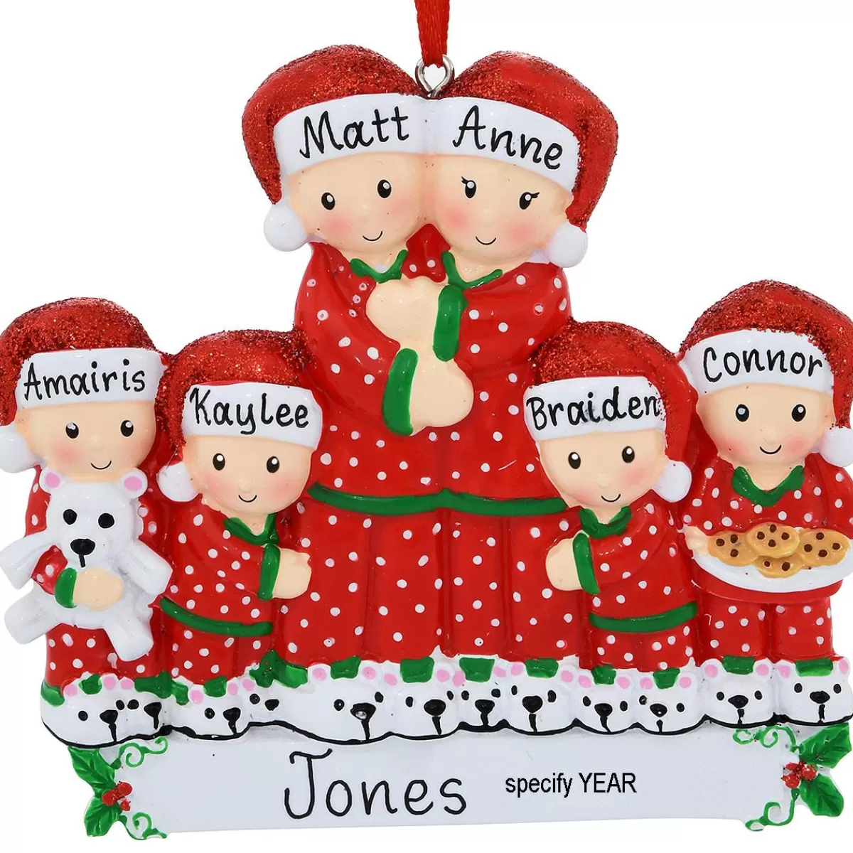 Bronner's Christmas Wonderland Personalized Pajama Family Of 6 Ornament | Ornaments