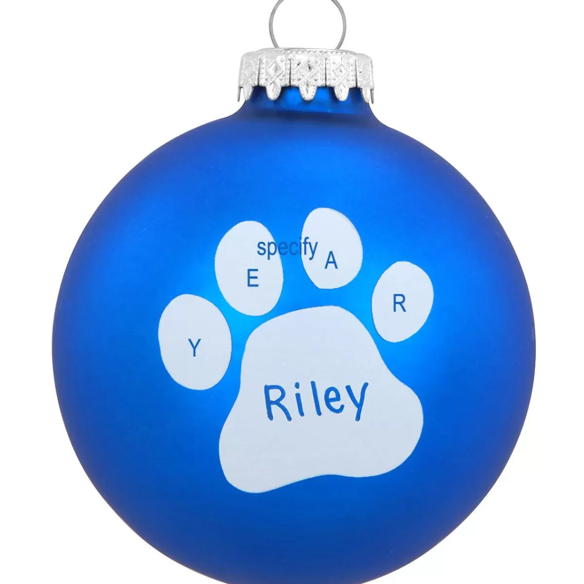 Bronner's Christmas Wonderland Personalized Paw Print On Blue Ornament | Ornaments