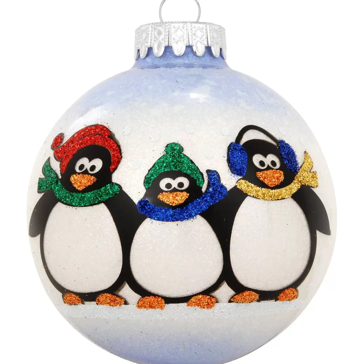 Bronner's Christmas Wonderland Personalized Penguin Family Of 3 Glass Sparkle Ornament | Ornaments