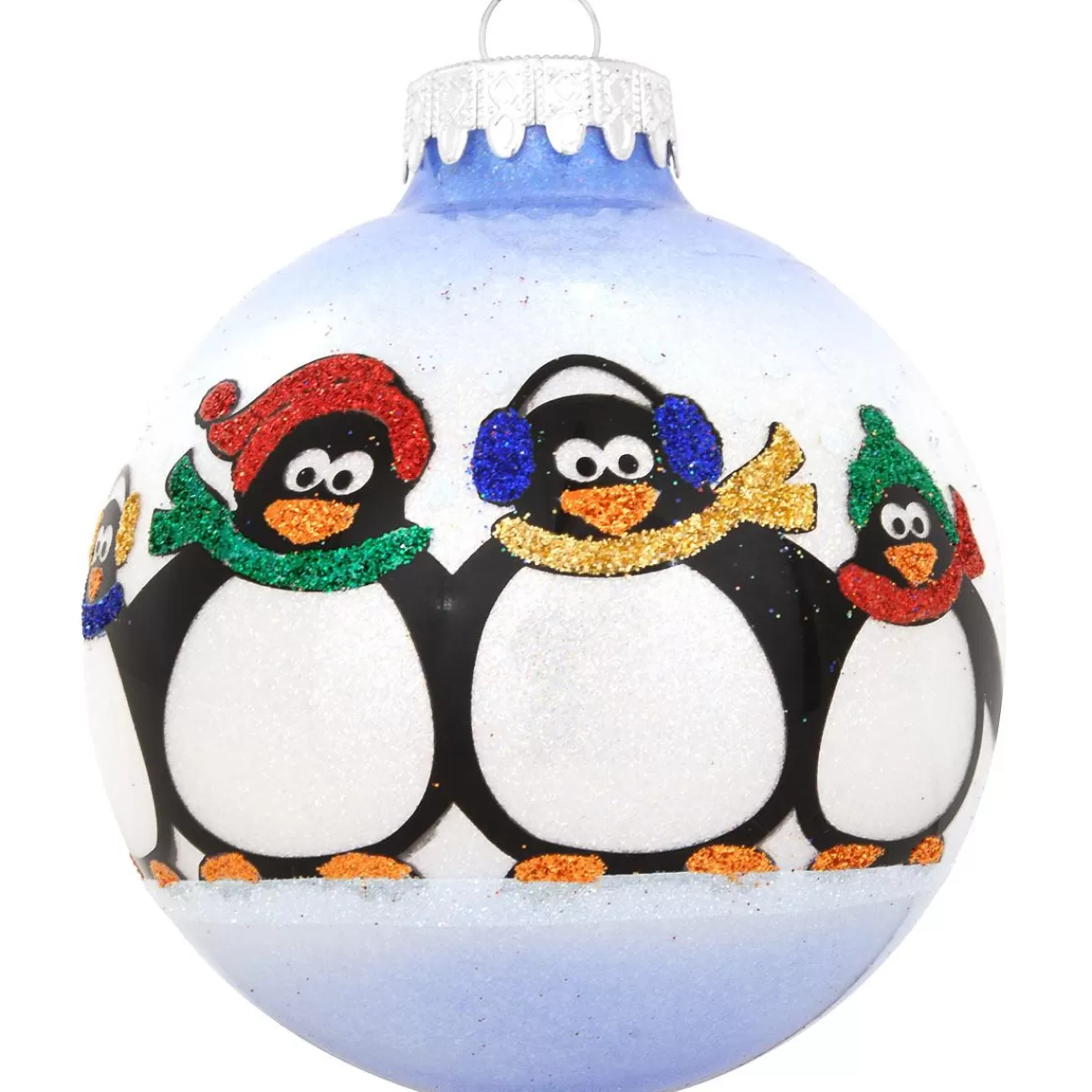 Bronner's Christmas Wonderland Personalized Penguin Family Of 4 Glass Sparkle Ornament | Ornaments