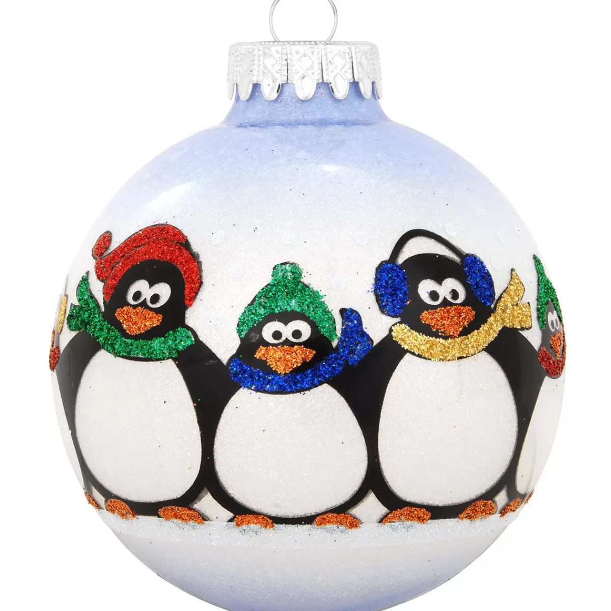 Bronner's Christmas Wonderland Personalized Penguin Family Of 5 Glass Sparkle Ornament | Ornaments