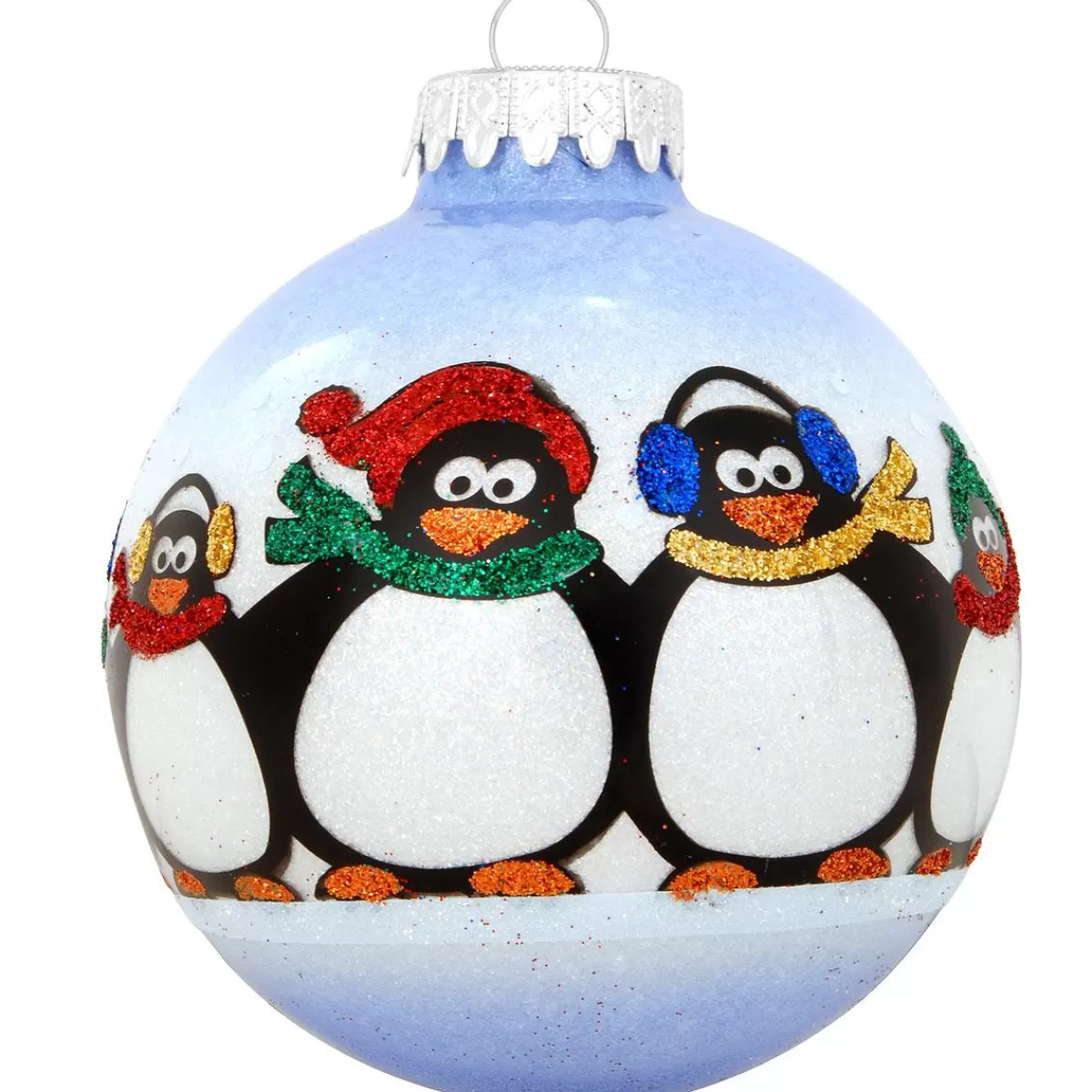 Bronner's Christmas Wonderland Personalized Penguin Family Of 6 Glass Sparkle Ornament | Ornaments