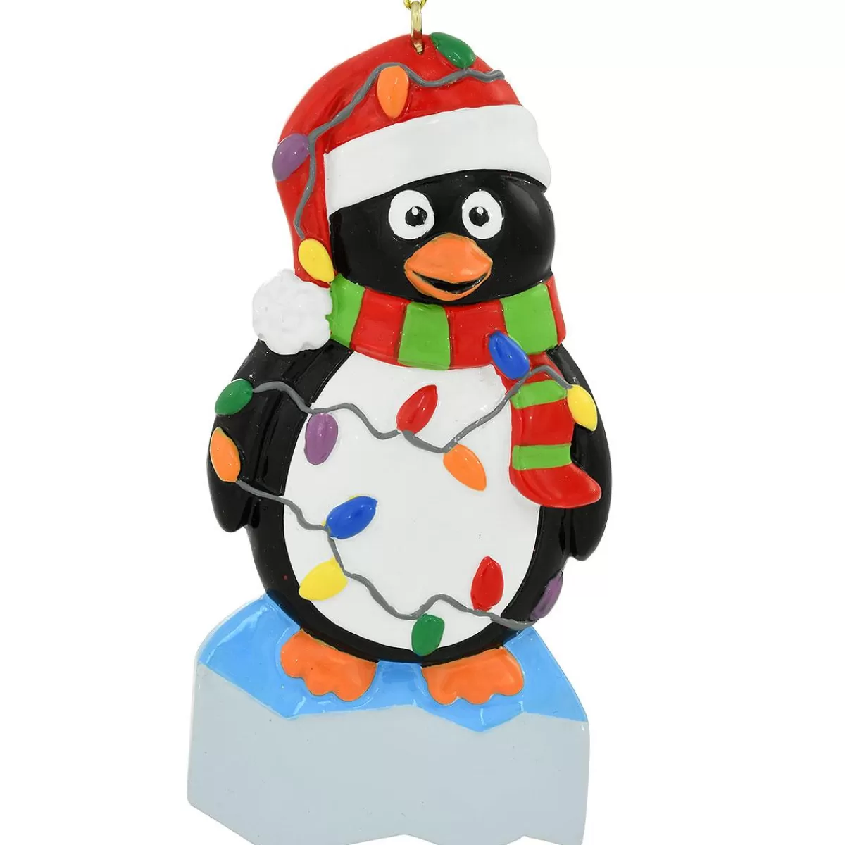 Bronner's Christmas Wonderland Personalized Penguin Wrapped In Lights Resin Ornament | Ornaments