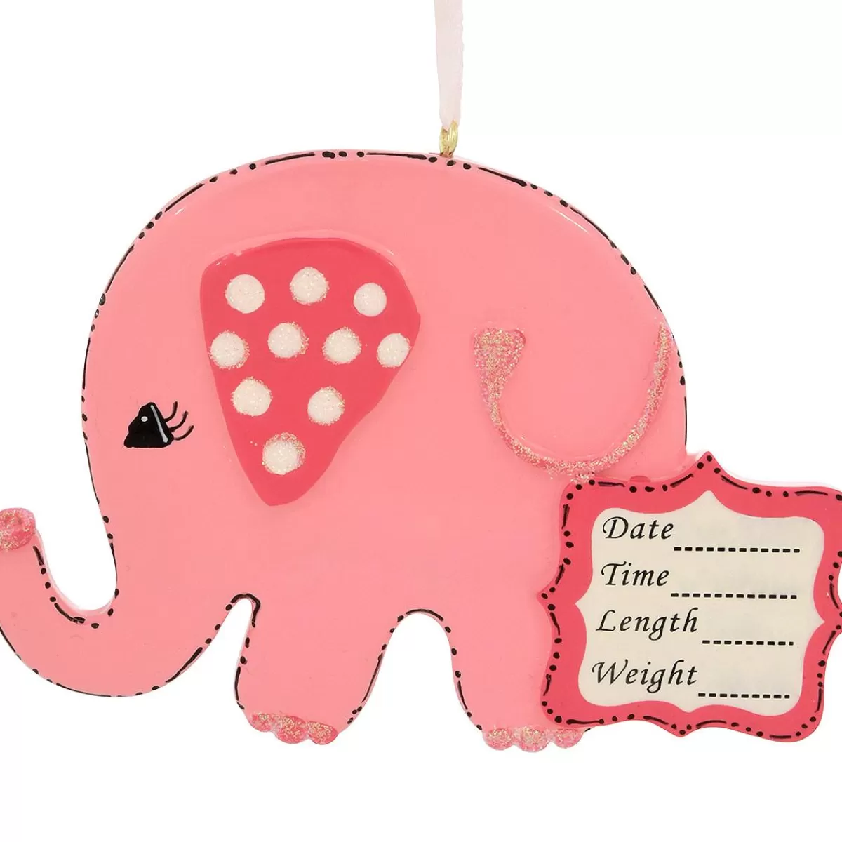 Bronner's Christmas Wonderland Personalized Pink Elephant With Baby Stats Ornament | Ornaments