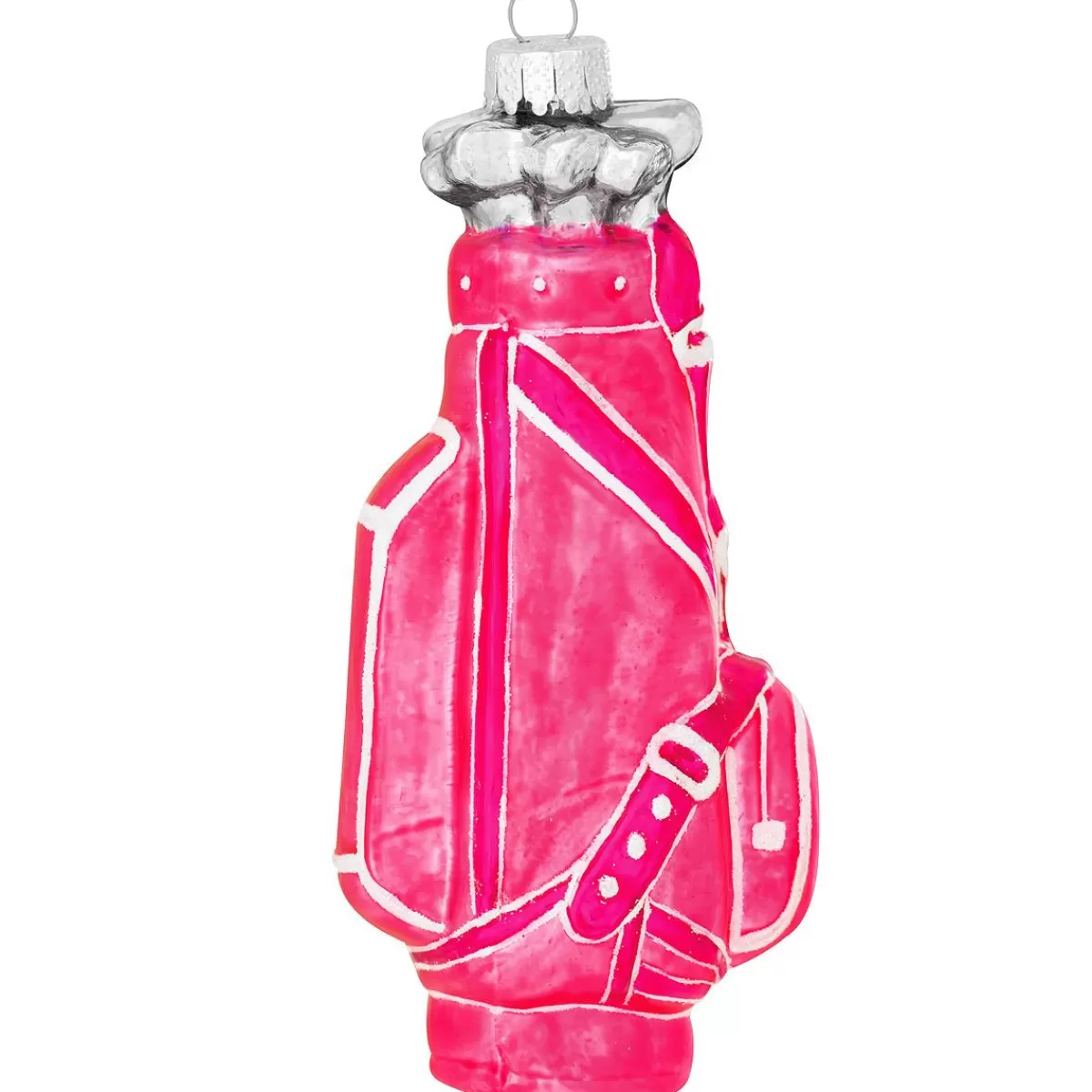 Bronner's Christmas Wonderland Personalized Pink Golf Bag Glass Ornament | Ornaments