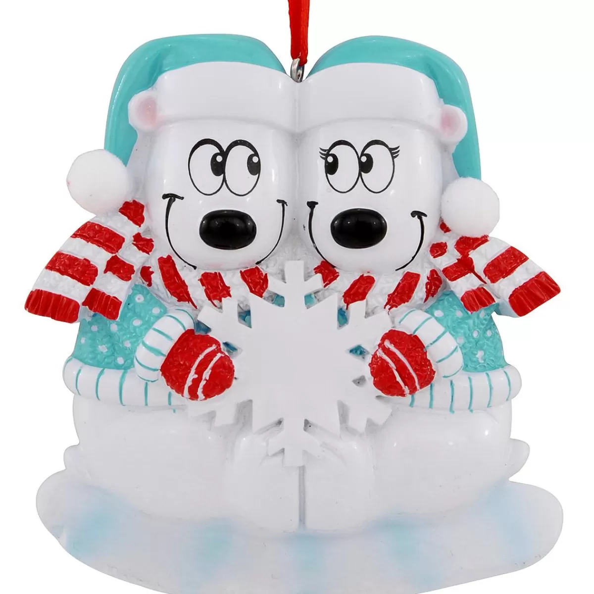 Bronner's Christmas Wonderland Personalized Polar Bear Couple With Snowflake Ornament | Ornaments