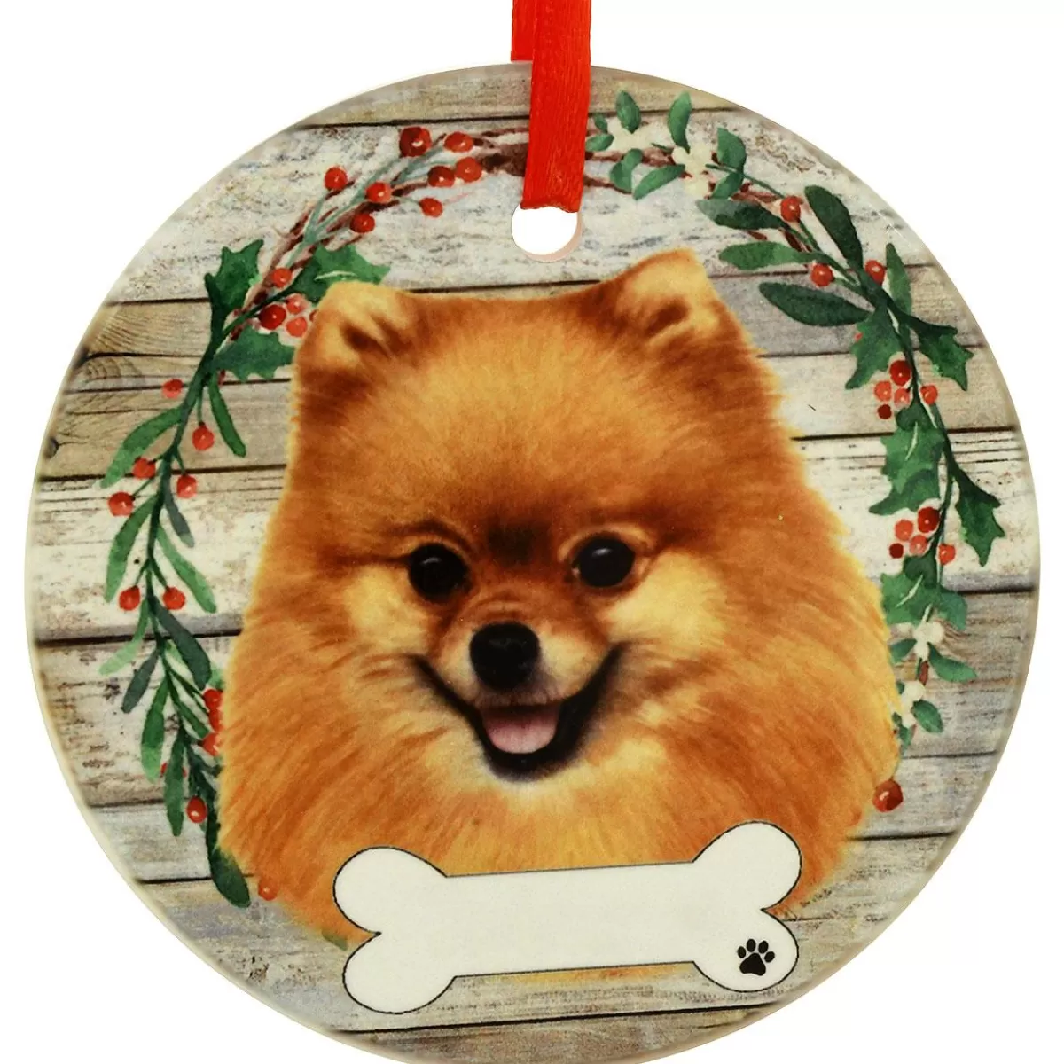 Bronner's Christmas Wonderland Personalized Pomeranian Dog Round Ceramic Ornament | Ornaments