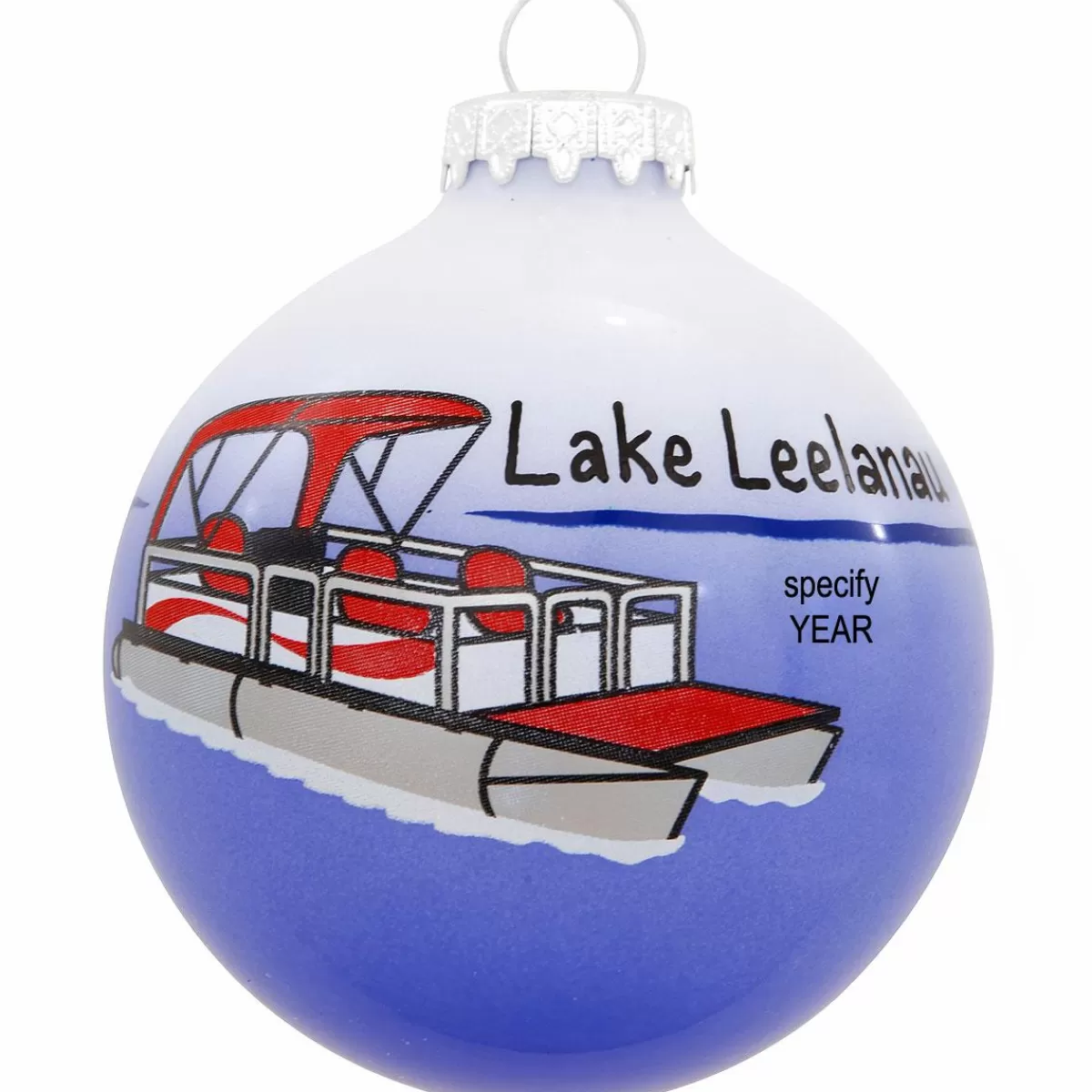 Bronner's Christmas Wonderland Personalized Pontoon Three-Tone Glass Ornament | Ornaments