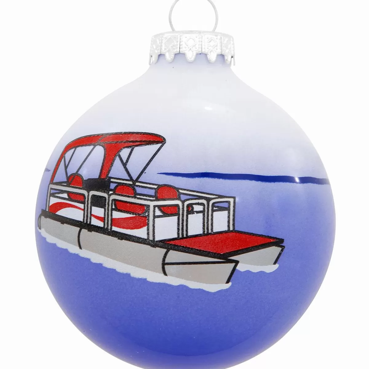 Bronner's Christmas Wonderland Personalized Pontoon Three-Tone Glass Ornament | Ornaments