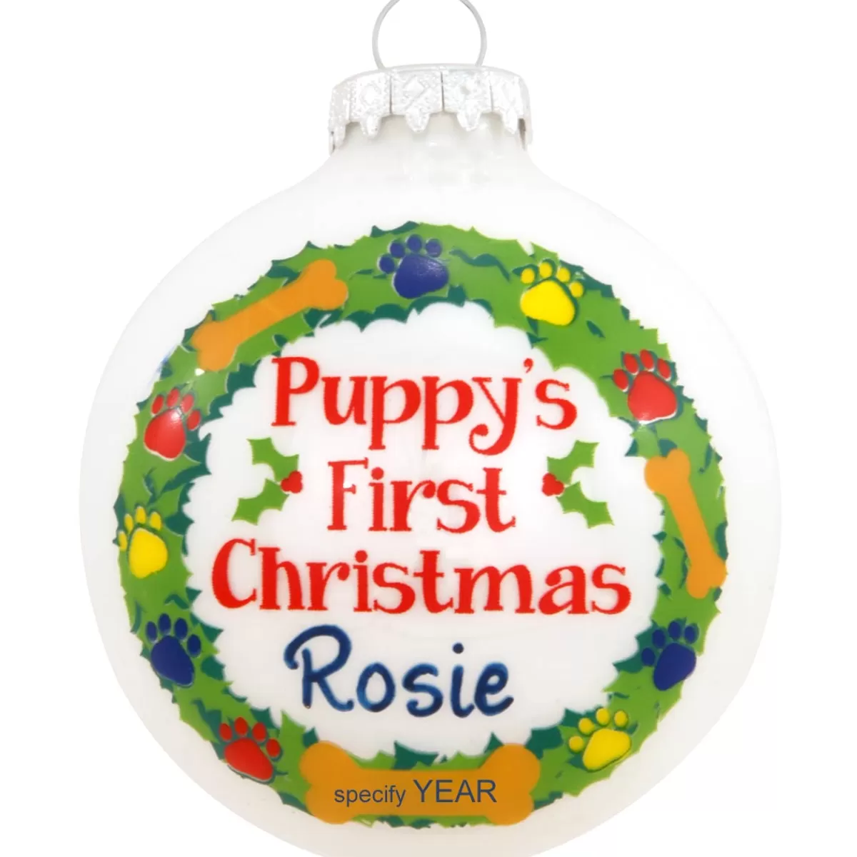 Bronner's Christmas Wonderland Personalized Puppy's First Christmas Glass Ornament | Ornaments