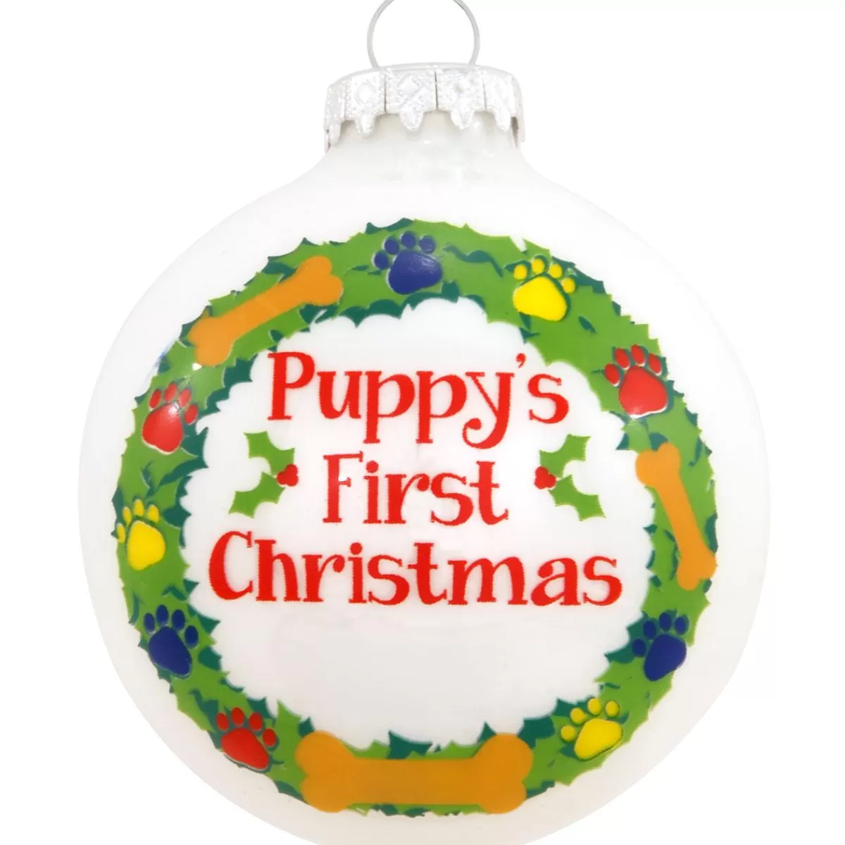 Bronner's Christmas Wonderland Personalized Puppy's First Christmas Glass Ornament | Ornaments