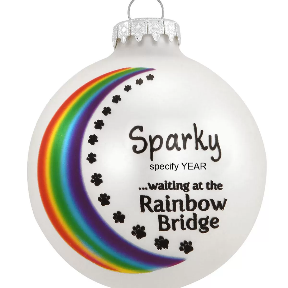 Bronner's Christmas Wonderland Personalized Rainbow Bridge Pet Remembrance Glass Ornament> In Memory Of