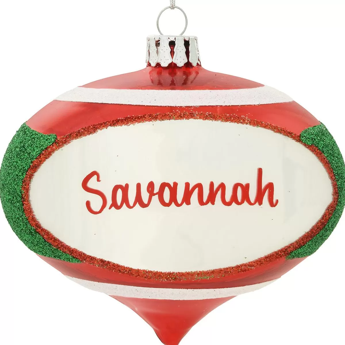 Bronner's Christmas Wonderland Personalized Red And Green Reflector Glass Ornament | Ornaments