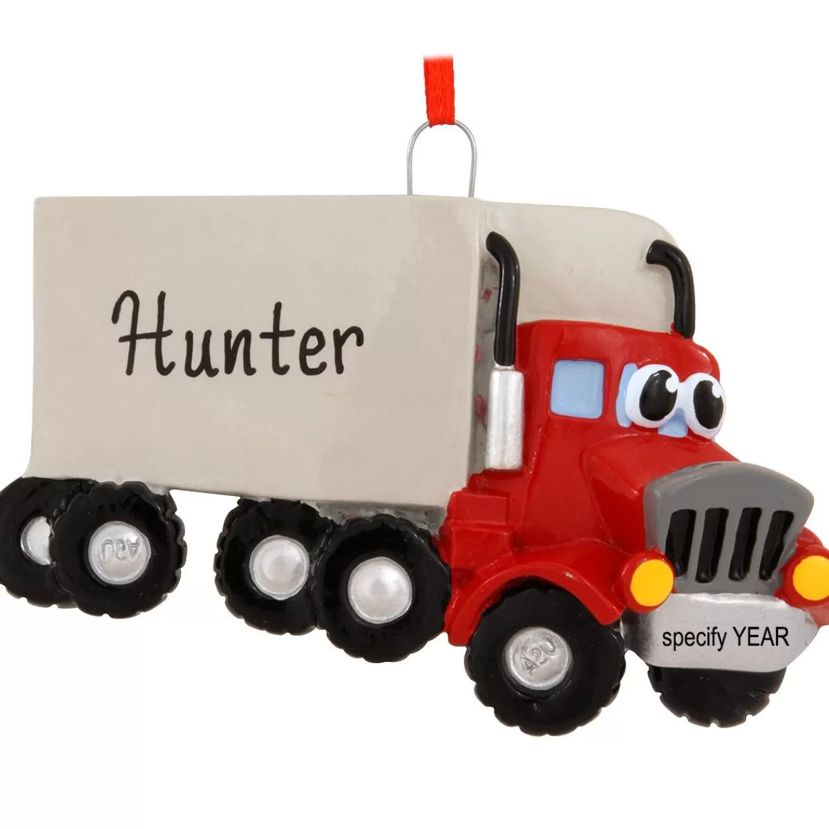 Bronner's Christmas Wonderland Personalized Red Cartoon Semi Truck Ornament> Hobbies & Occupations