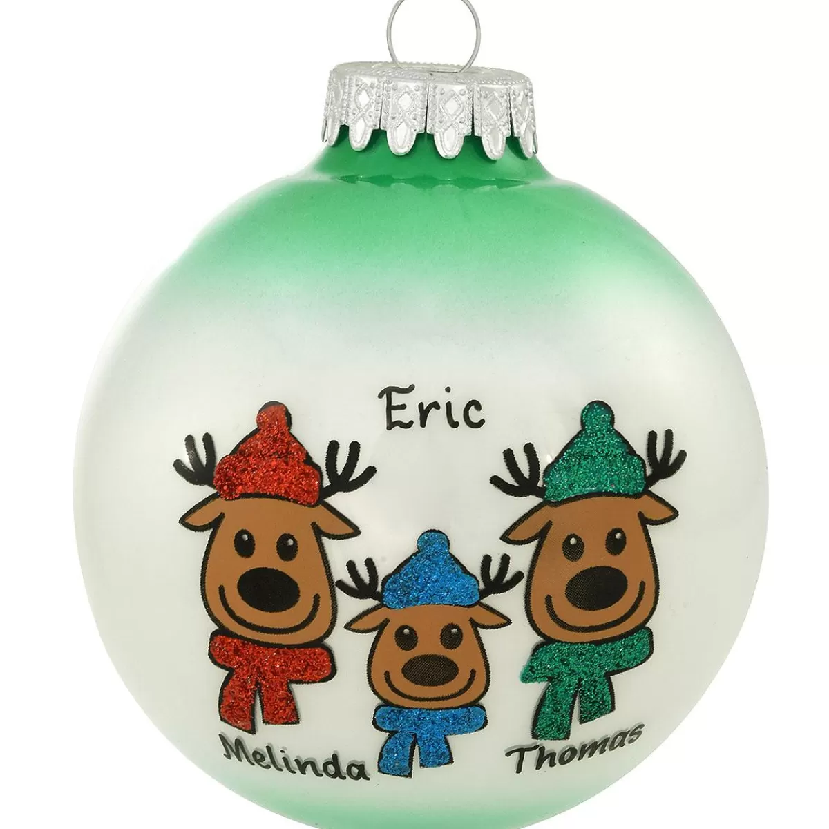 Bronner's Christmas Wonderland Personalized Reindeer Family Of 3 Glass Ornament | Ornaments