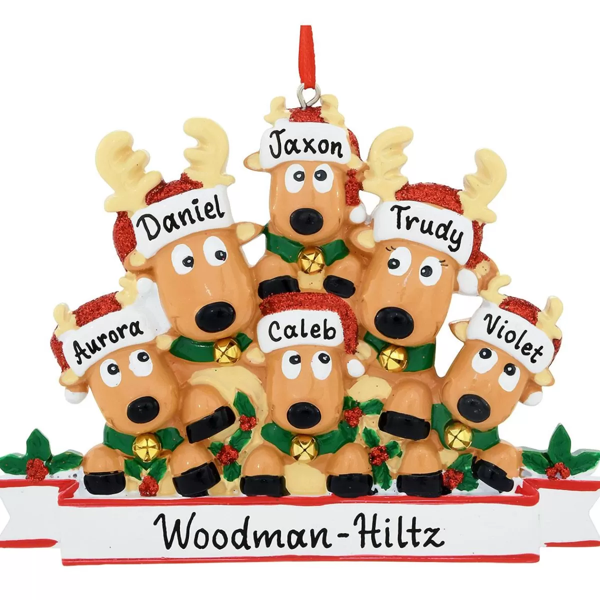 Bronner's Christmas Wonderland Personalized Reindeer Family Of 6 Ornament | Ornaments