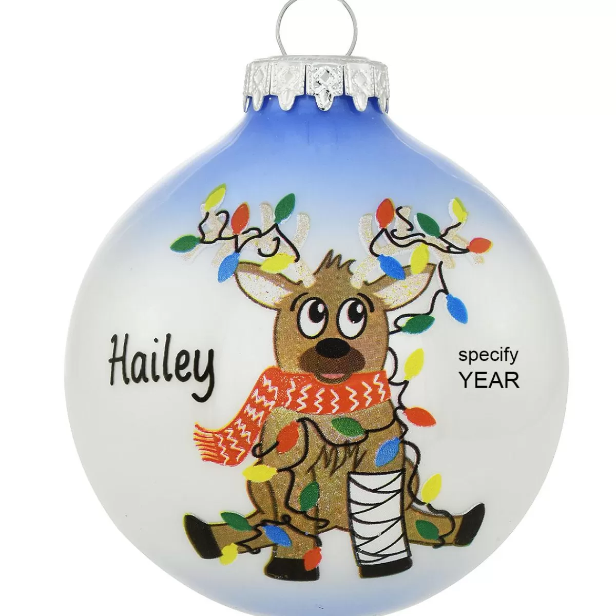 Bronner's Christmas Wonderland Personalized Reindeer In Cast Two-Tone Glass Ornament> Novelty