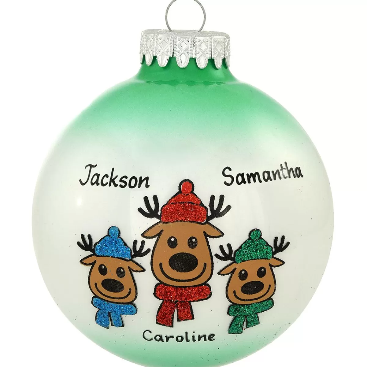 Bronner's Christmas Wonderland Personalized Reindeer Parent With 2 Kids Glass Ornament | Ornaments