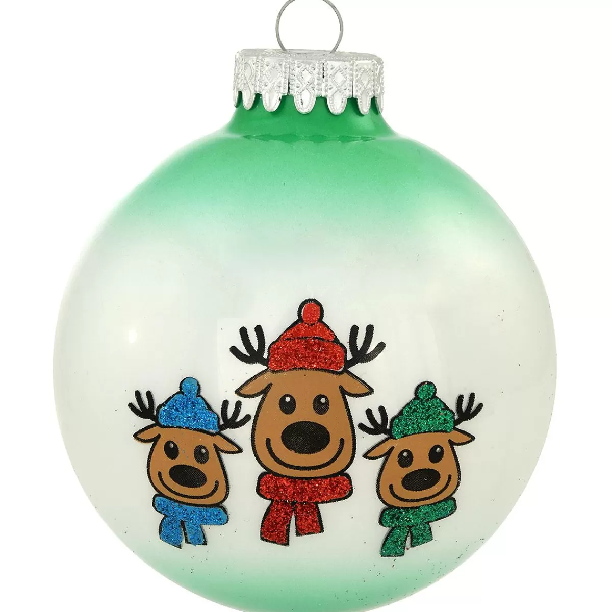 Bronner's Christmas Wonderland Personalized Reindeer Parent With 2 Kids Glass Ornament | Ornaments