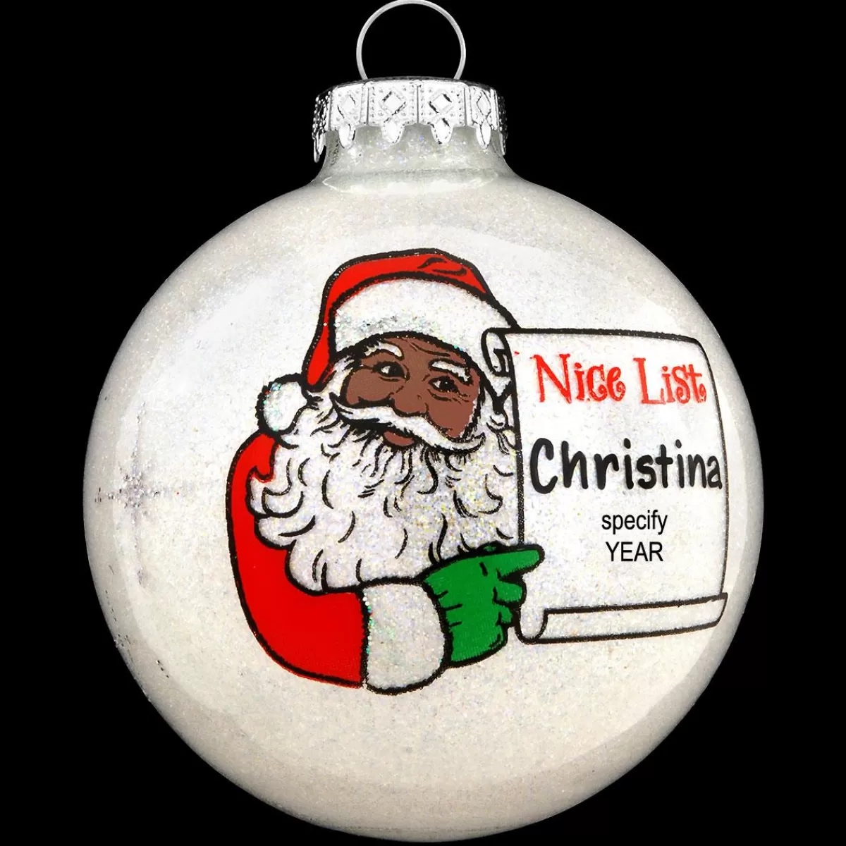 Bronner's Christmas Wonderland Personalized Santa's Nice List Glass Ornament | Ornaments