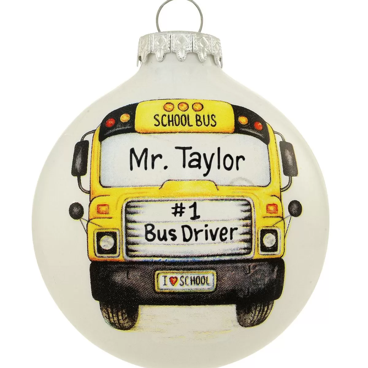 Bronner's Christmas Wonderland Personalized School Bus 3 Inch Glass Ornament> Hobbies & Occupations