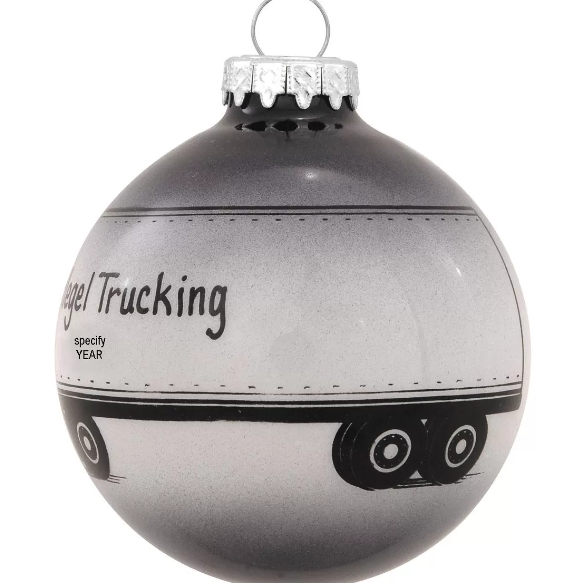 Bronner's Christmas Wonderland Personalized Semi Truck And Trailer Round Glass Ornament> Hobbies & Occupations