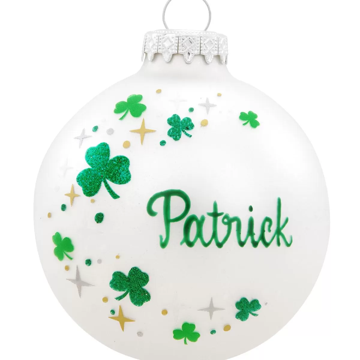 Bronner's Christmas Wonderland Personalized Shamrock Swirl Glass Ornament | Ornaments