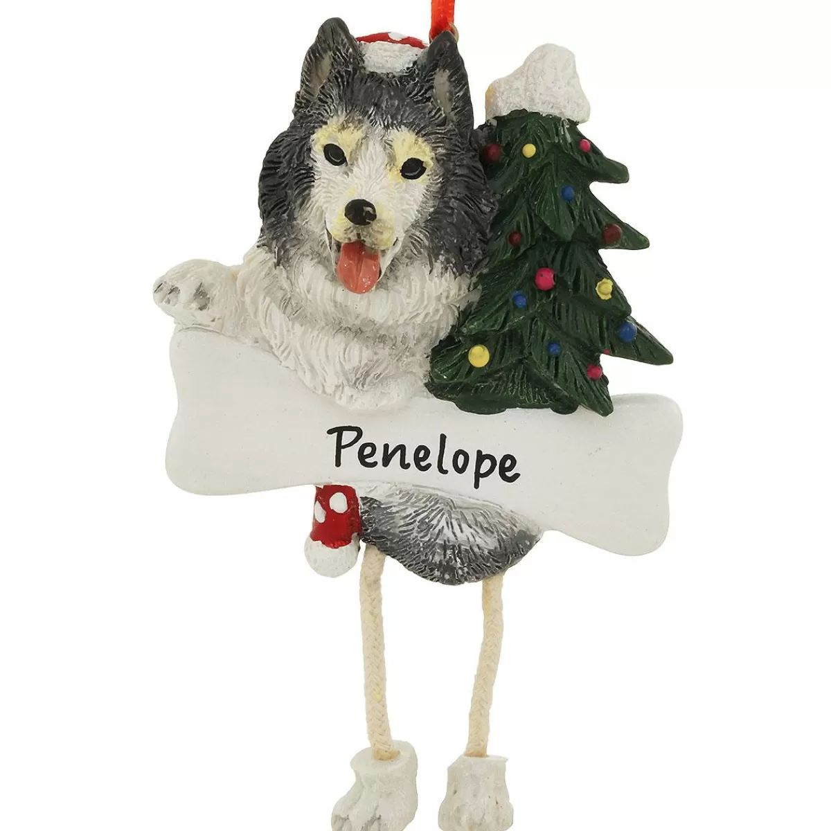 Bronner's Christmas Wonderland Personalized Siberian Husky With Dangling Legs Ornament | Ornaments